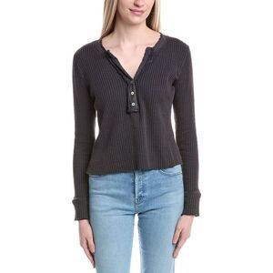 Labiz Womens  Waffle Knit Henley Pullover, Navy